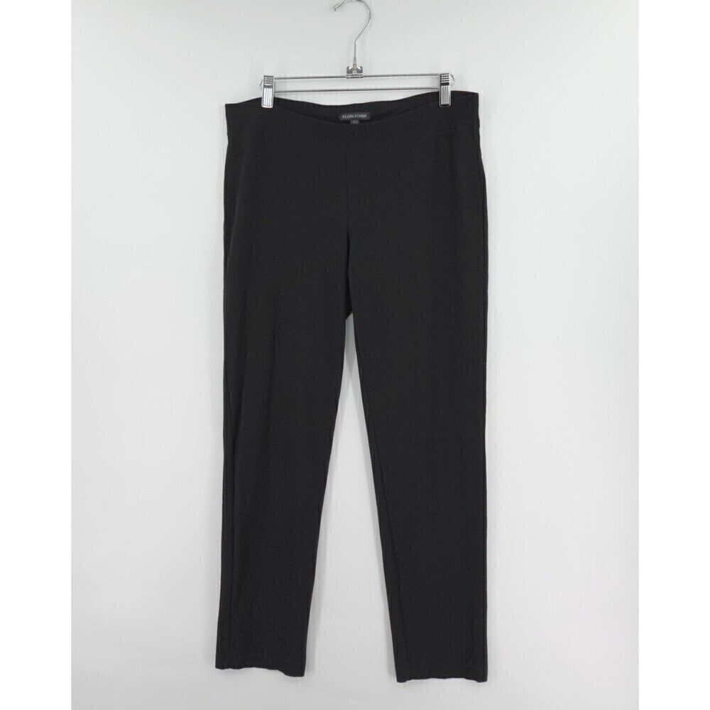 Eileen Fisher Washable Stretch Crepe Pants Womens Small Black Ankle Lagenlook - Picture 1 of 14